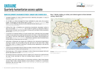 Ukraine: quarterly humanitarian access update